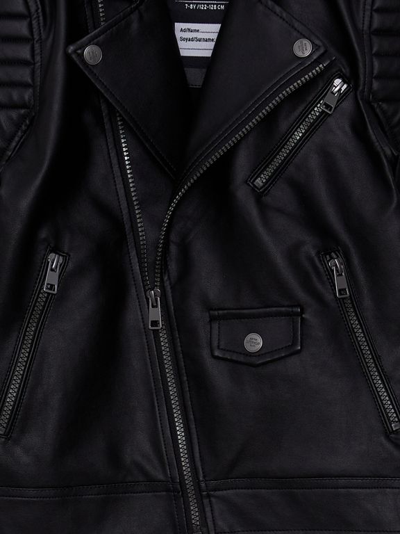 Shirt Neck Faux Leather Boy Coat