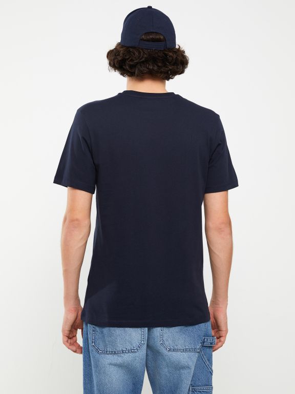 Crew Neck Short Sleeve Printed Combed Cotton Men's T-shirt