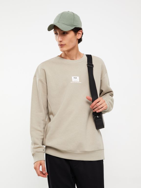 Crew Neck Long Sleeve Printed Men's Sweatshirt
