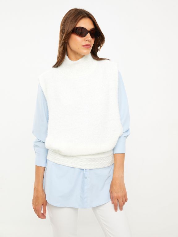 Women's Half Turtleneck Regular Tricot Sweater