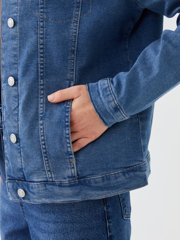 Shirt Collar Long Sleeve Women's Jean Jacket