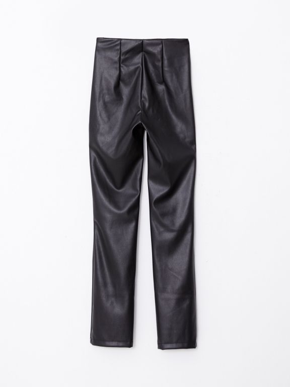 Standard Fit Regular Faux Leather Women's Trousers