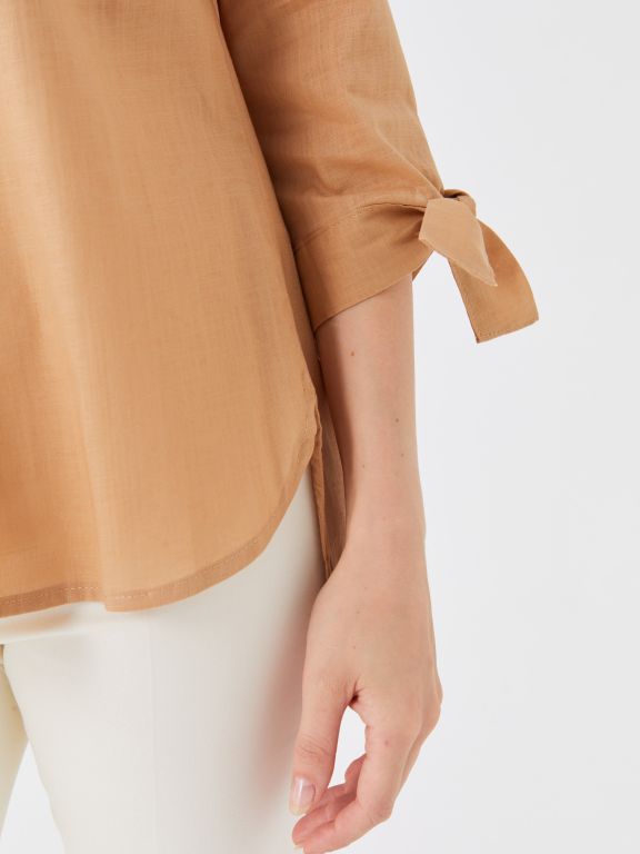 Henley Neckline Plain Poplin Women's Shirt