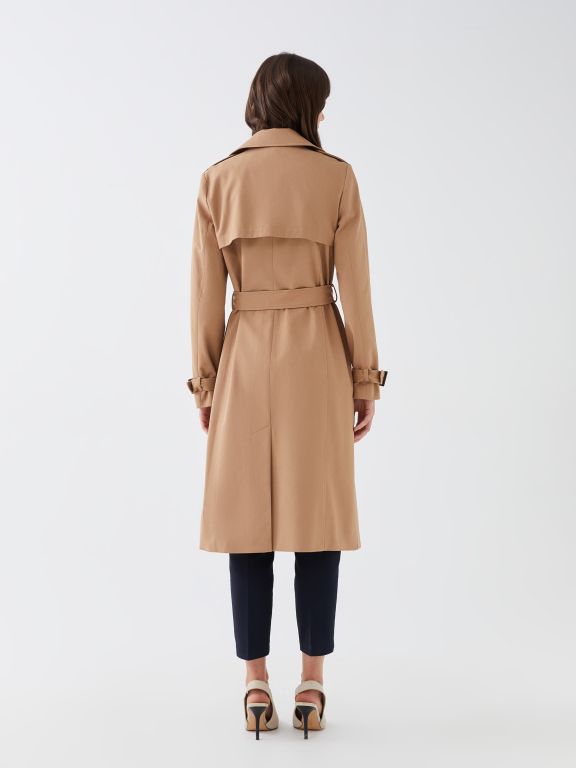 Shirt Collar Straight Long Sleeve Gabardine Women's Trench Coat