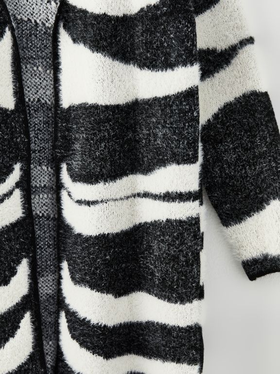 Shawl Neck Patterned Long Sleeve Tricot Women's Cardigan