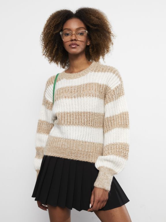 Crew Neck Long Sleeve Women's Tricot Sweater