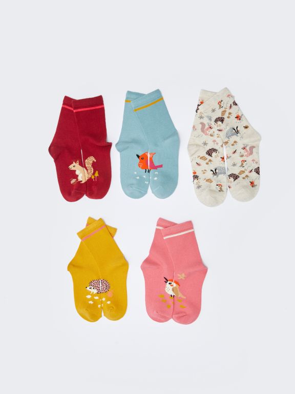 Patterned Girl Socket Socks 5-Pack