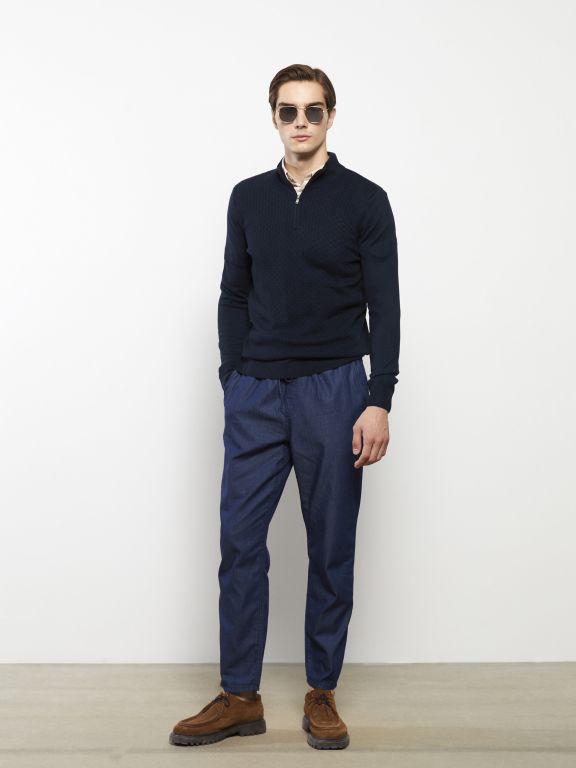 Turtle Neck Long Sleeve Men's Tricot Sweater