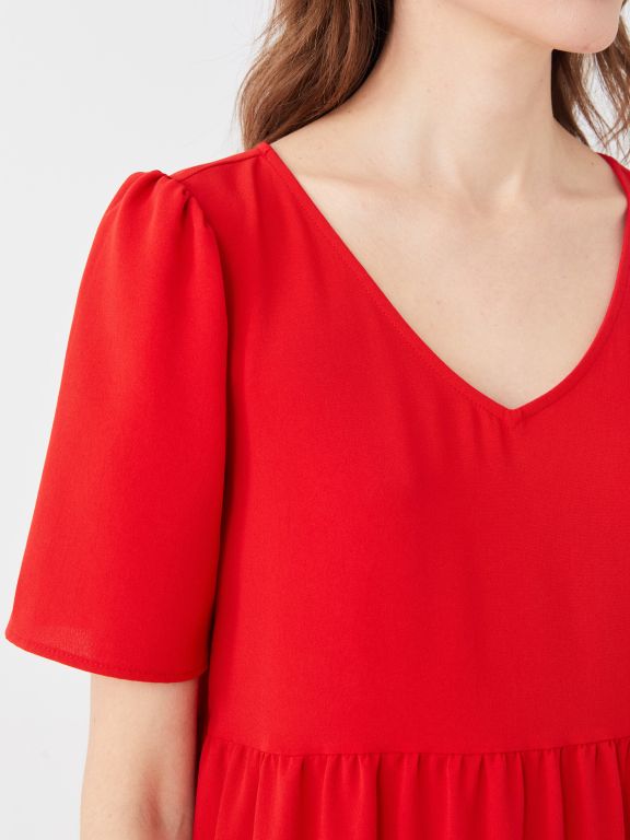 V Neck Short Sleeve Aerobin Women's Dress
