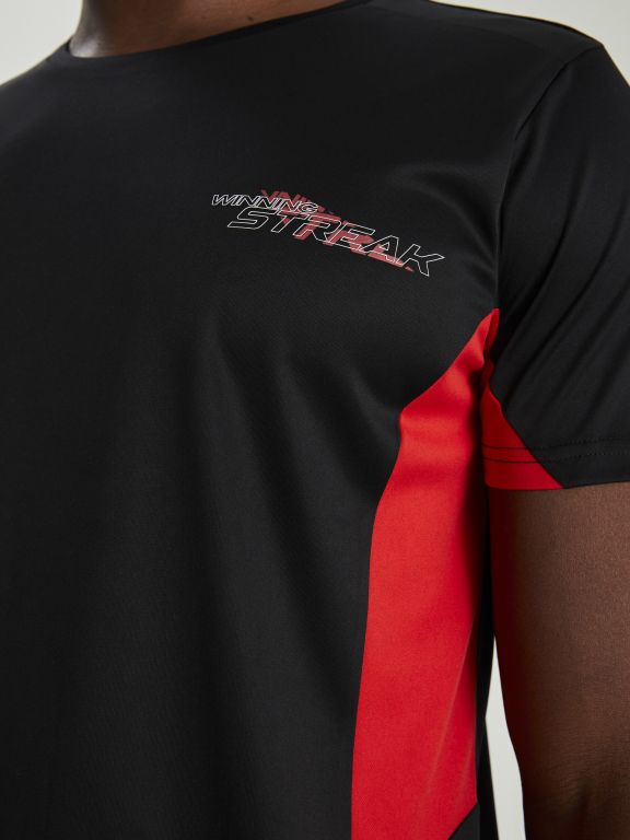 Crew Neck Short Sleeve Color Block Men's Sports T-Shirt