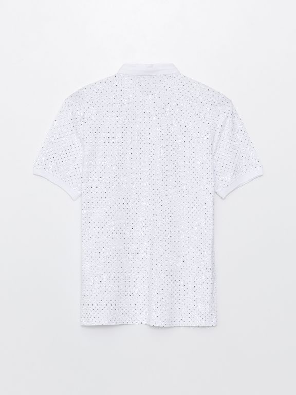 Grandad Collar Short Sleeve Patterned Piqué Men's T-Shirt
