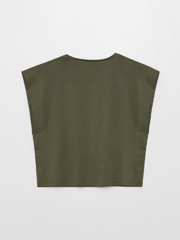 Crew Neck Straight Short Sleeve Women Blouse