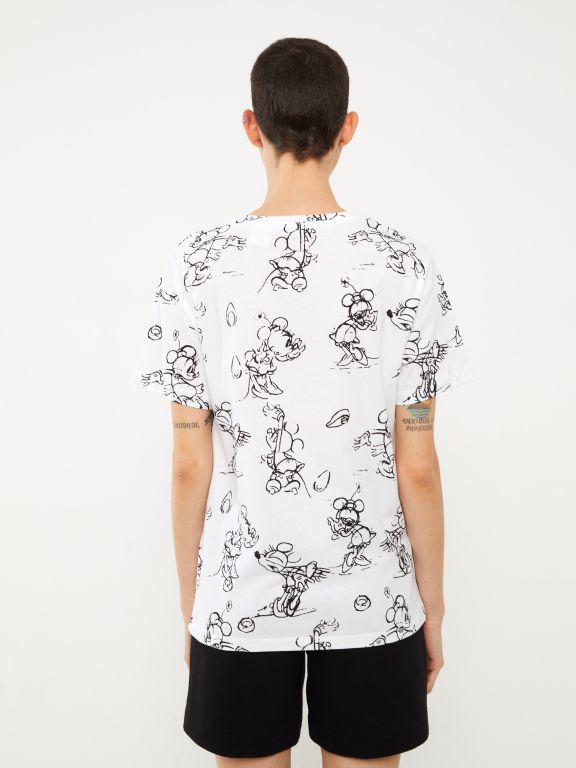 Crew Neck Disney Printed Short Sleeve Women's T-Shirt