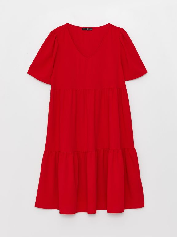 V Neck Short Sleeve Aerobin Women's Dress
