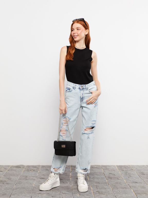 Crew Neck Regular Sleeveless Women's Tricot Sweater