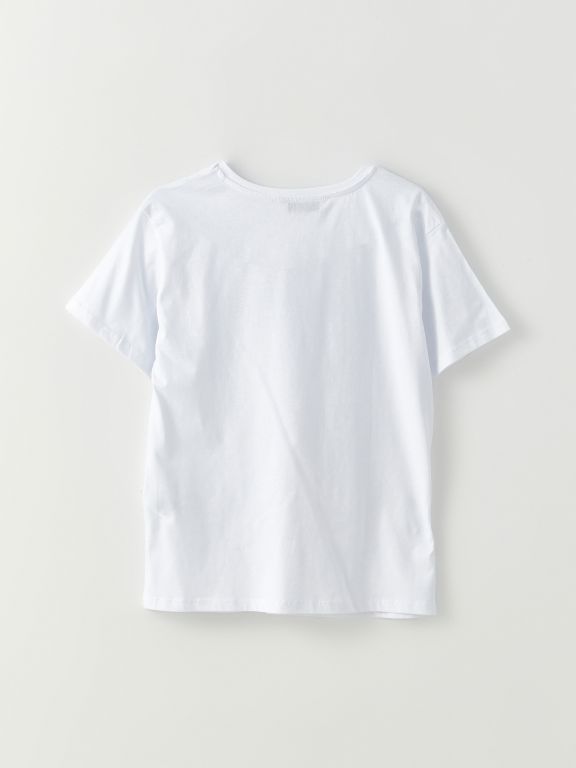 Crew Neck Printed Short Sleeve Cotton Women's T-shirt