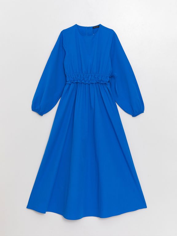 Crew Neck Regular Long Sleeve Poplin Women's Dress