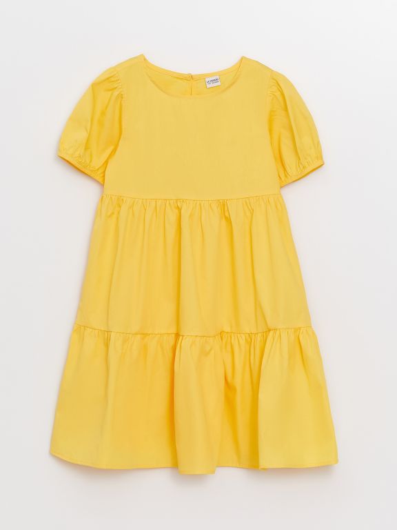 Crew Neck Basic Short Sleeve Girl Dress