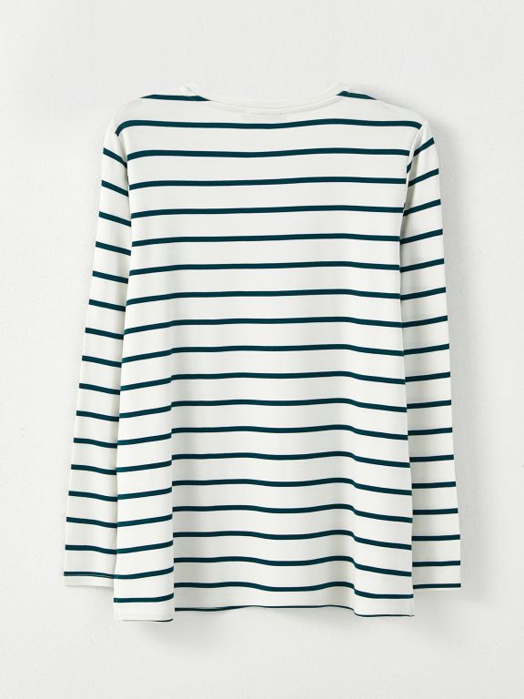 Crew Neck Striped Long Sleeve Women's Tunic