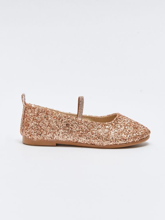 Silvery Elastic Girls Baby Flats