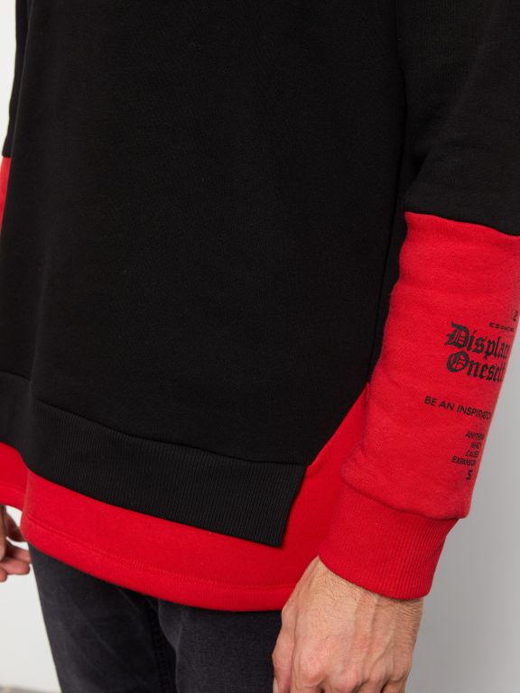 Oversize Hooded Long Sleeve Color Block Men's Hoodie
