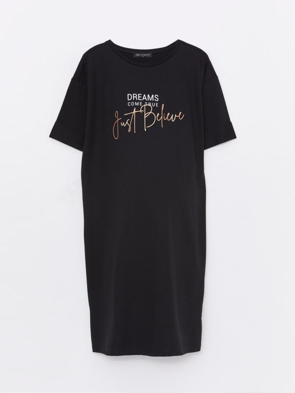Crew Neck Printed Short Sleeve Maternity Dress