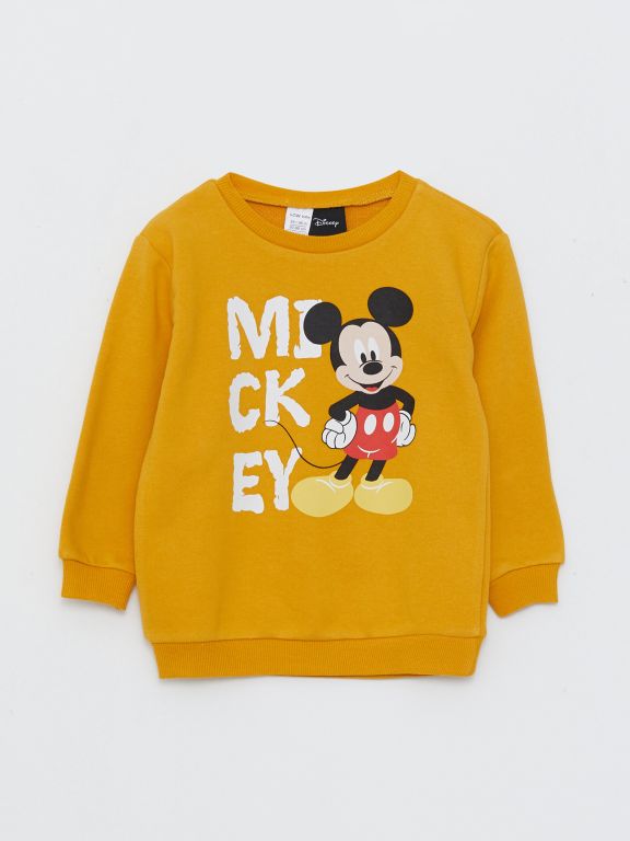 Crew Neck Long Sleeve Mickey Mouse Printed Baby Boy Sweatshirt and Sweatpants 2-Pack Set