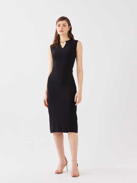 Crew Neck Chain Detailed Women's Dress