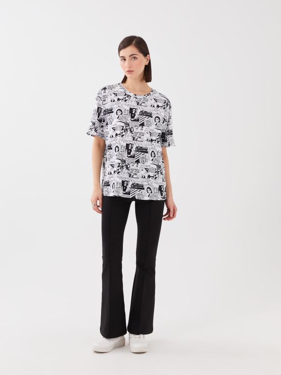 Crew Neck Printed Short Sleeve Women's T-shirt