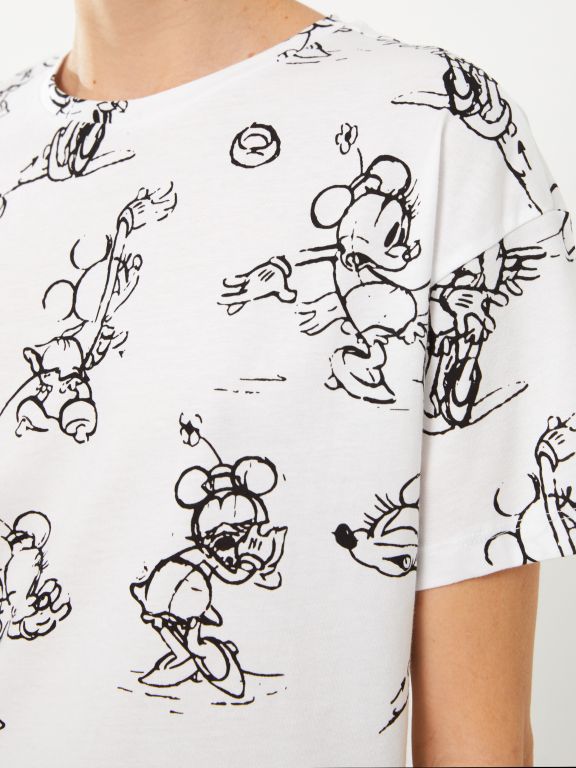 Crew Neck Disney Printed Short Sleeve Women's T-Shirt