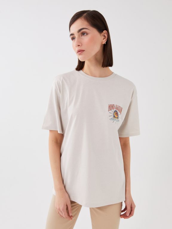 Crew Neck Printed Short Sleeve Women's T-shirt