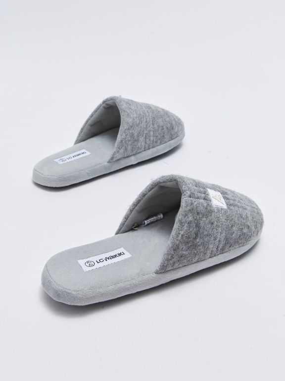 Embroidered Closed Front Men's Indoor Slippers