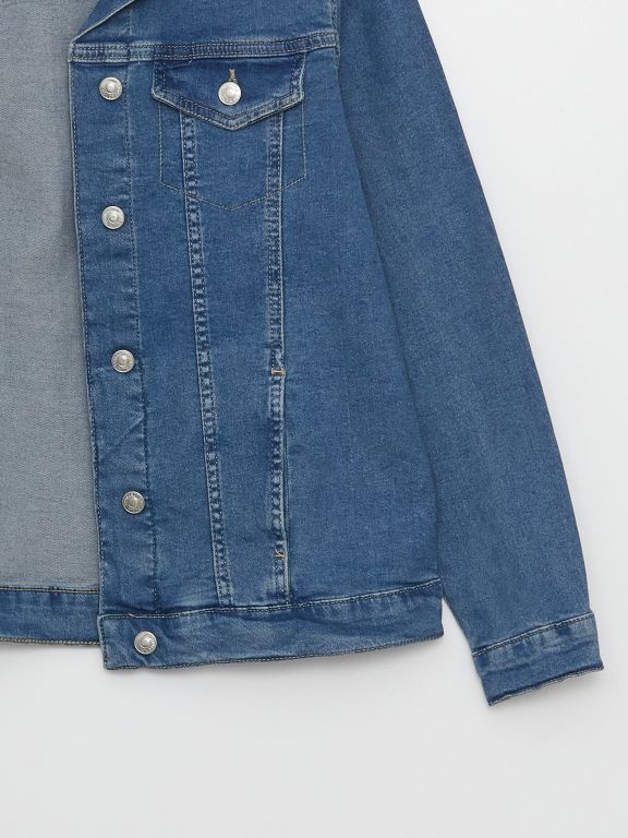 Shirt Collar Long Sleeve Women's Jean Jacket