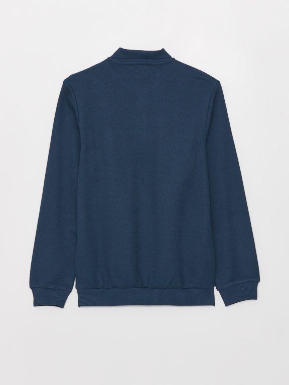 Polo Neck Long Sleeve Men's Sweatshirt
