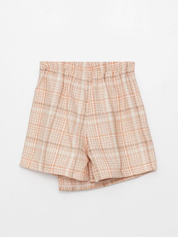 Elastic Waist Plaid Girl Short Skirt