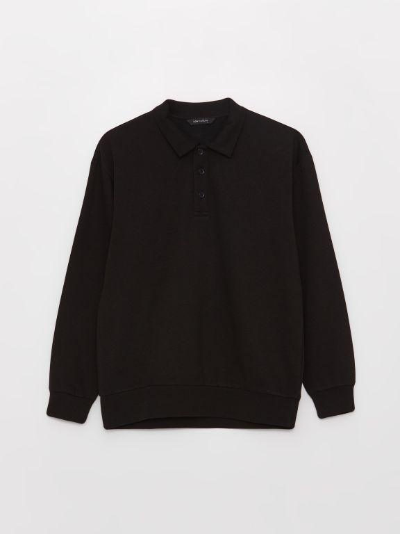 Polo Neck Long Sleeve Men's Sweatshirt