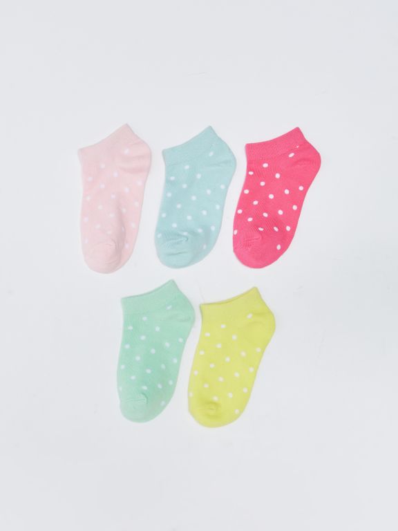 Polka Dot Girl Booties Socks 5 Pieces