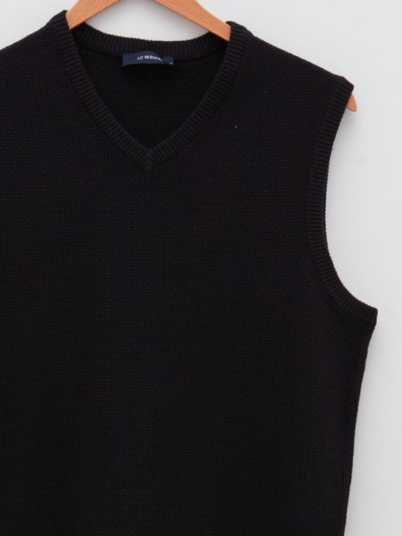 V Neck Sleeveless Straight Men's Sweater