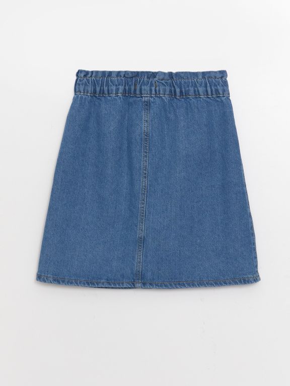 Elastic Waist Girl Jean Skirt