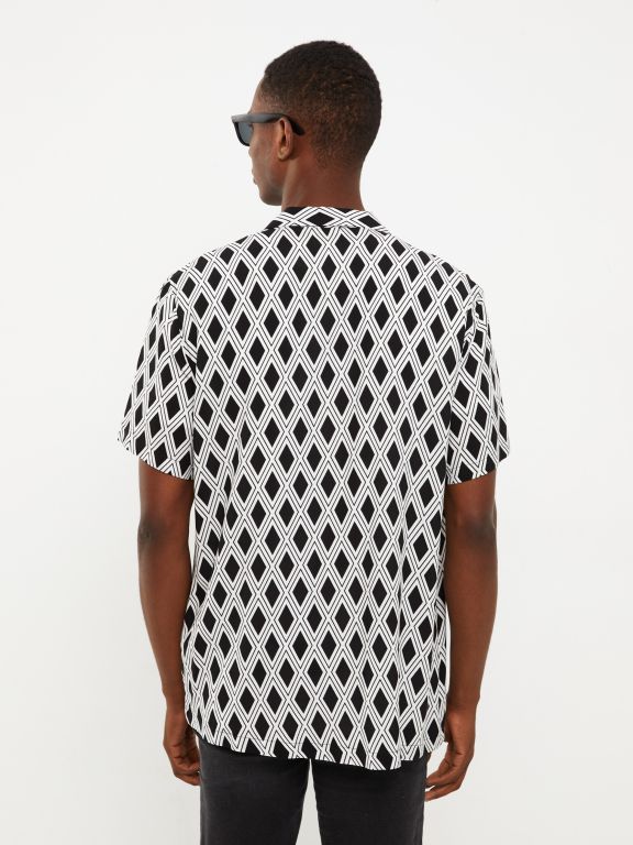 Regular Fit Short Sleeve Patterned Viscose Men's Shirt