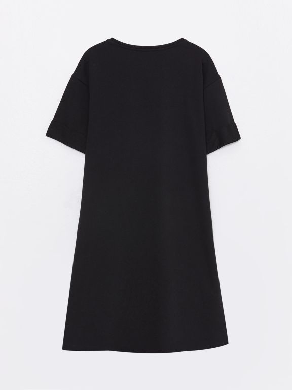 Crew Neck Printed Short Sleeve Maternity Dress