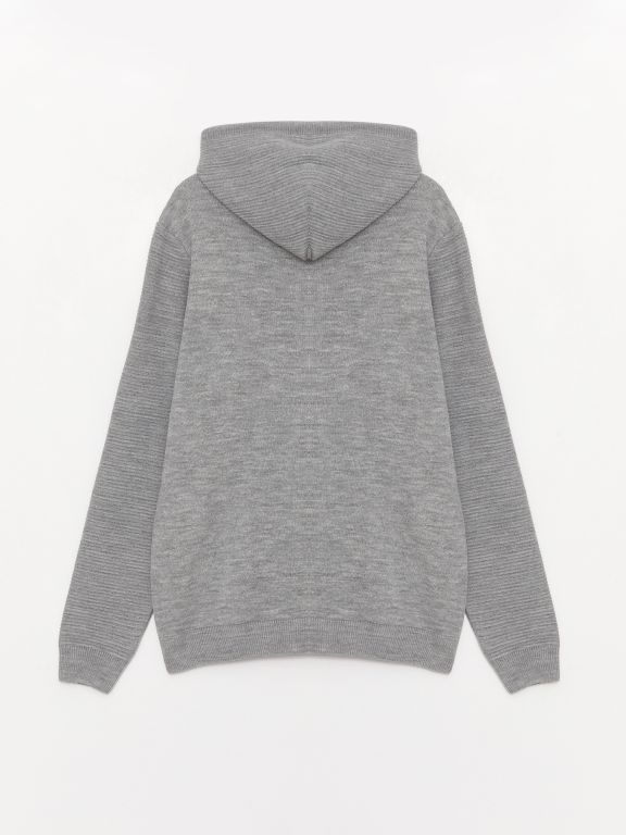 Hooded Long Sleeve Men's Tricot Cardigan