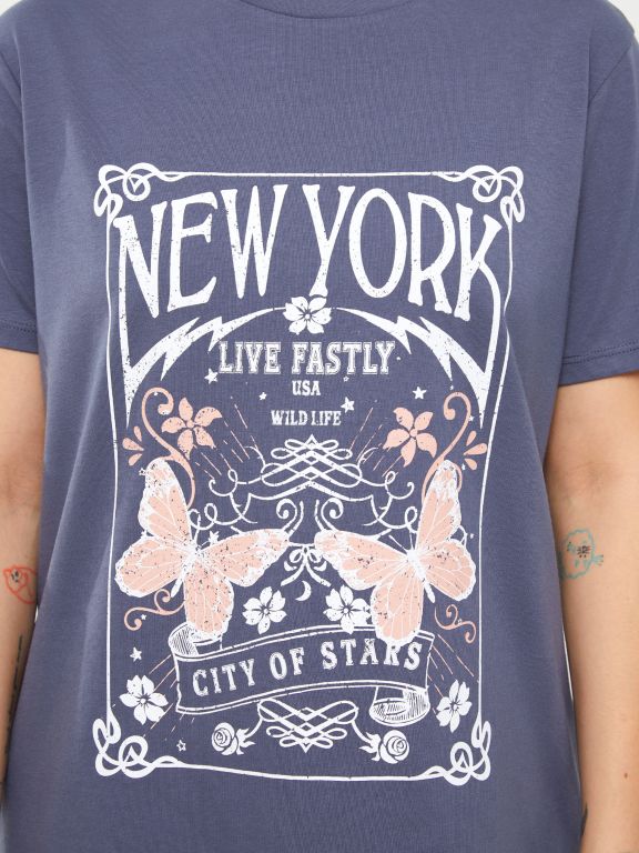 Crew Neck Printed Short Sleeve Women's T-shirt