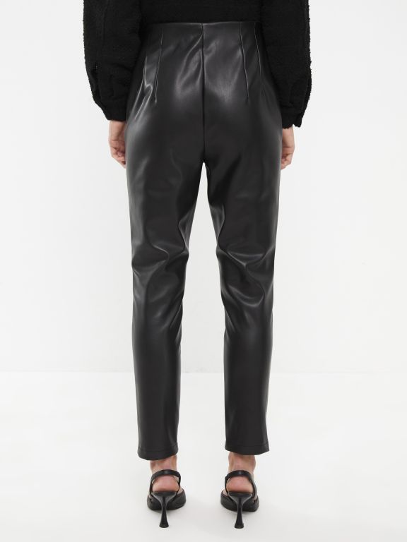 Standard Fit Regular Faux Leather Women's Trousers