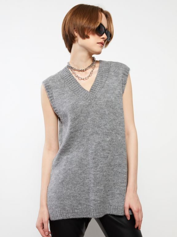 Women's V Neck Regular Tricot Sweater
