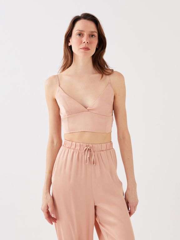 Women's V-Neck Rope Strap Satin Pajamas Set