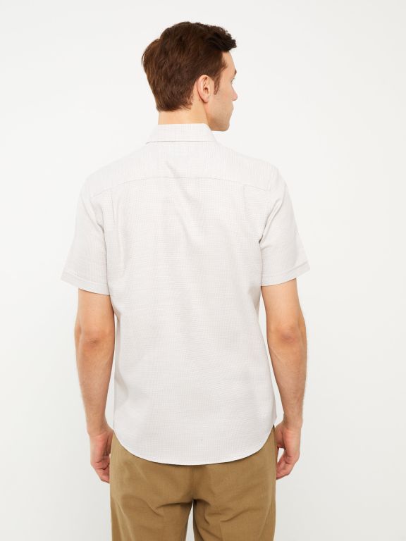 Regular Fit Men's Short Sleeve Dobby Shirt