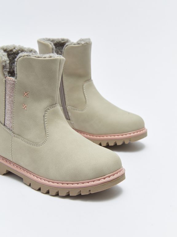 Faux Leather Zippered Girl Boots