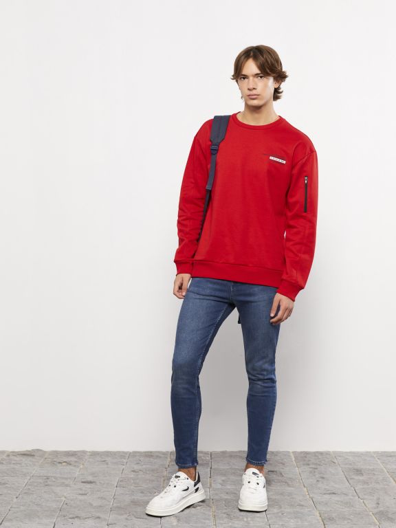 Oversize Crew Neck Long Sleeve Printed Men's Sweatshirt