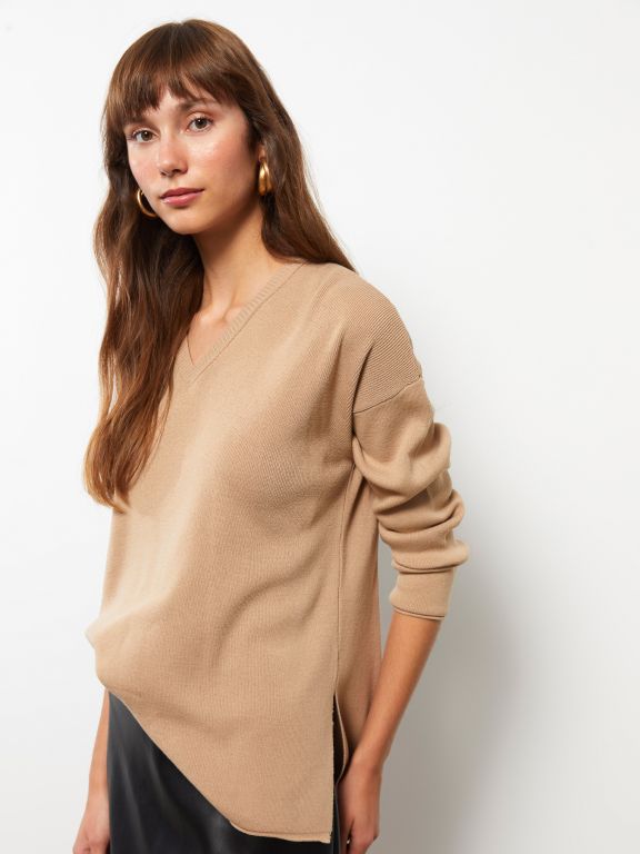 V Neck Regular Long Sleeve Women's Tricot Sweater